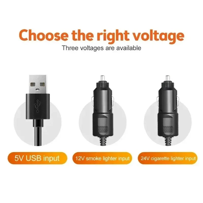 3-Head Car & Desk Fan USB/12V/24V – 2-Speed Silent Fan