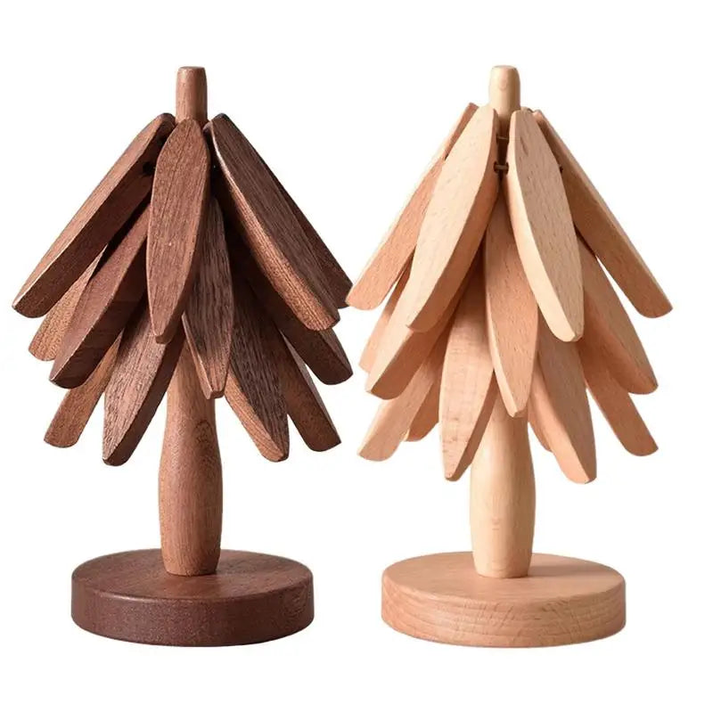 Tree Design Stand Wooden Trivets Anti Scald Heat Resistant Table Mat Coaster Wood Placemats Pot Kitchen Accessories Zpaxo