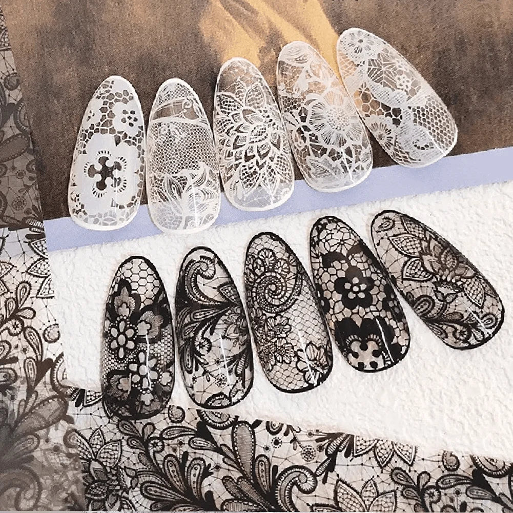 Lace Nail Foil Transfer Wraps – 10 Rolls DIY Nail Art Set Nail Foil Wraps Zpaxo