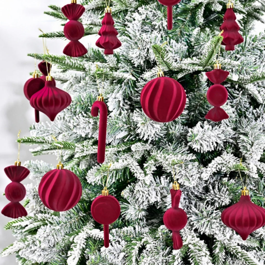 24-Pack Flocked Velvet Christmas Ball Ornaments | Tree Decor