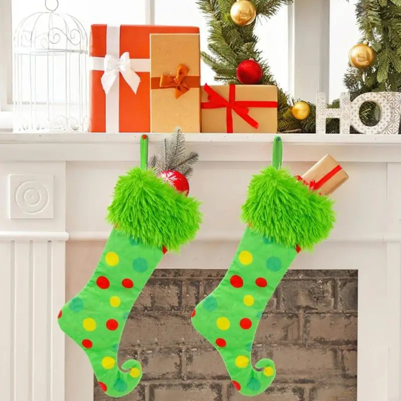 Earth-friendly Fabric Holiday Socks Ornament Green Decoration Tree