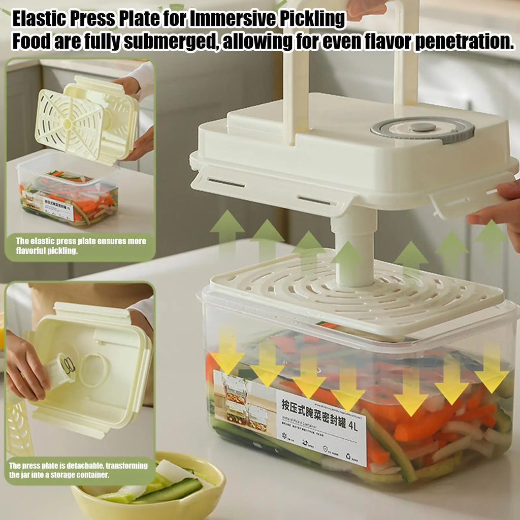 4L Airtight Pickle Fermentation Container with Press Plate Fermentation Container Zpaxo