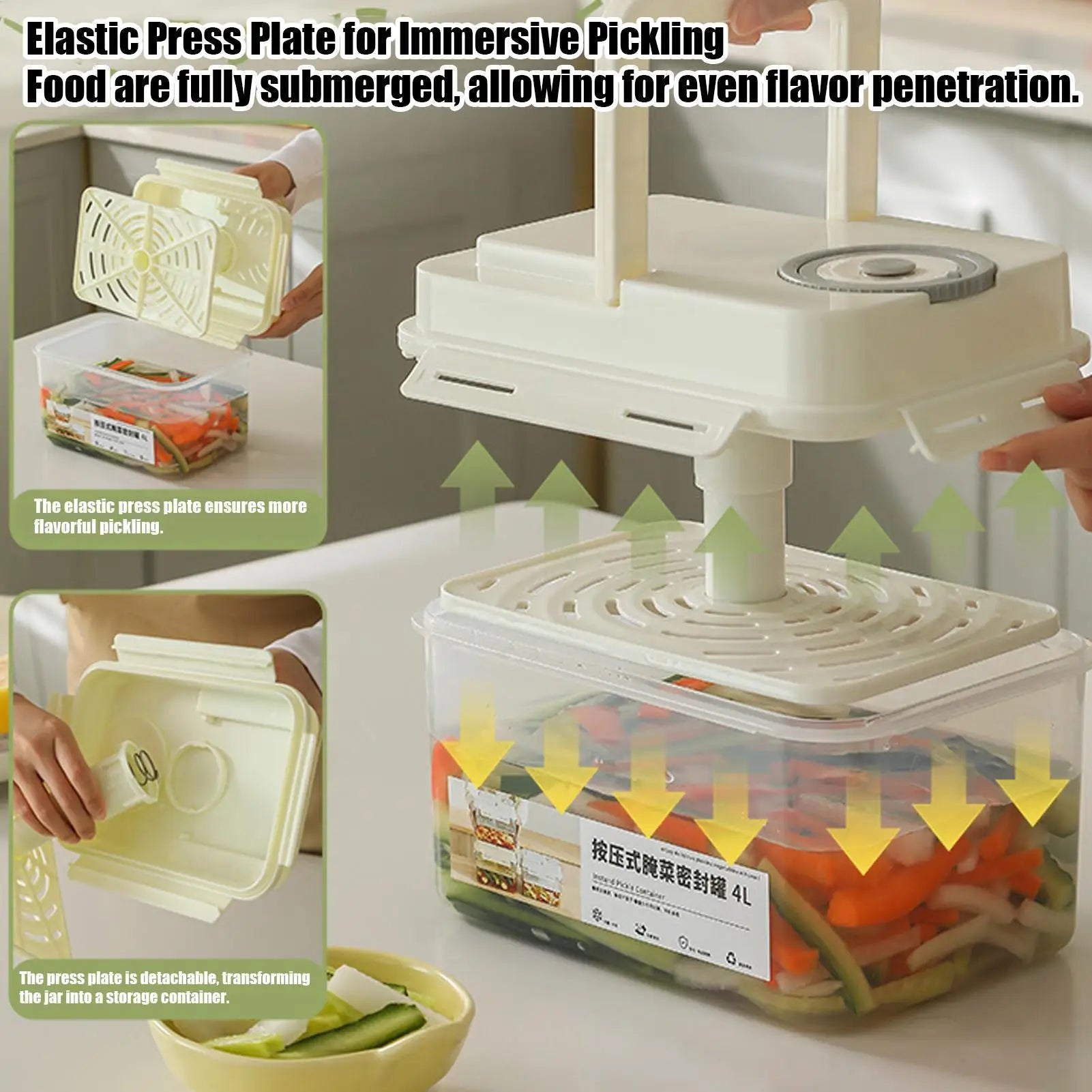 4L Airtight Pickle Fermentation Container with Press Plate Fermentation Container Zpaxo