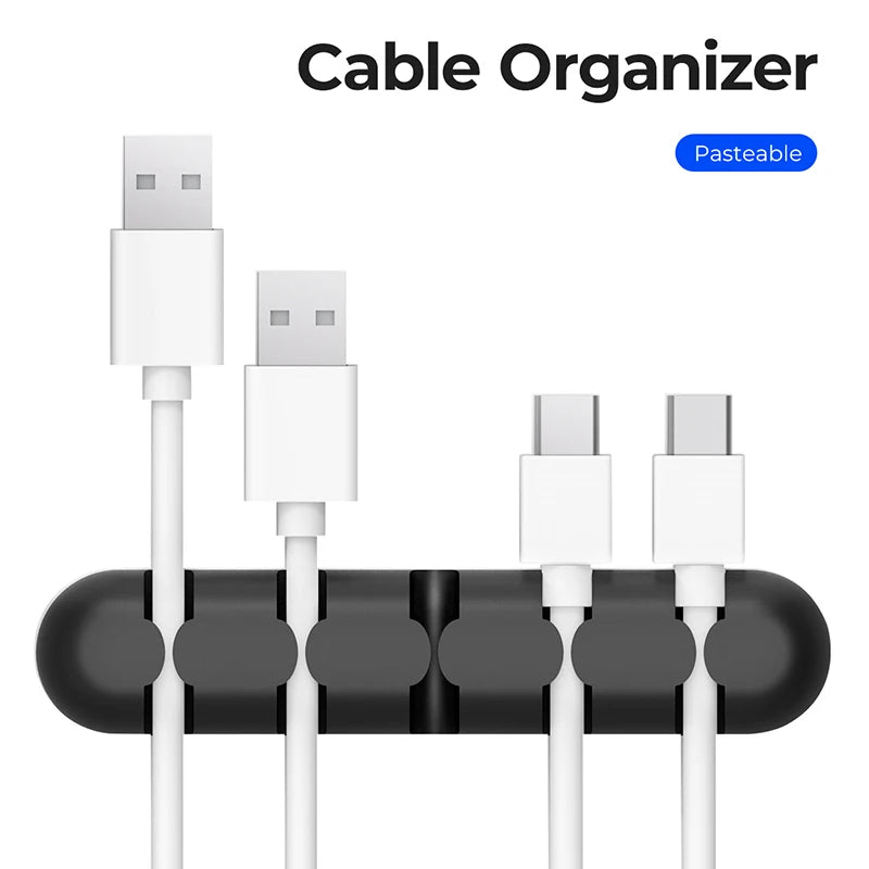 Silicone Cable Clip Winder Organizer Round Charger Cord Clips Desk