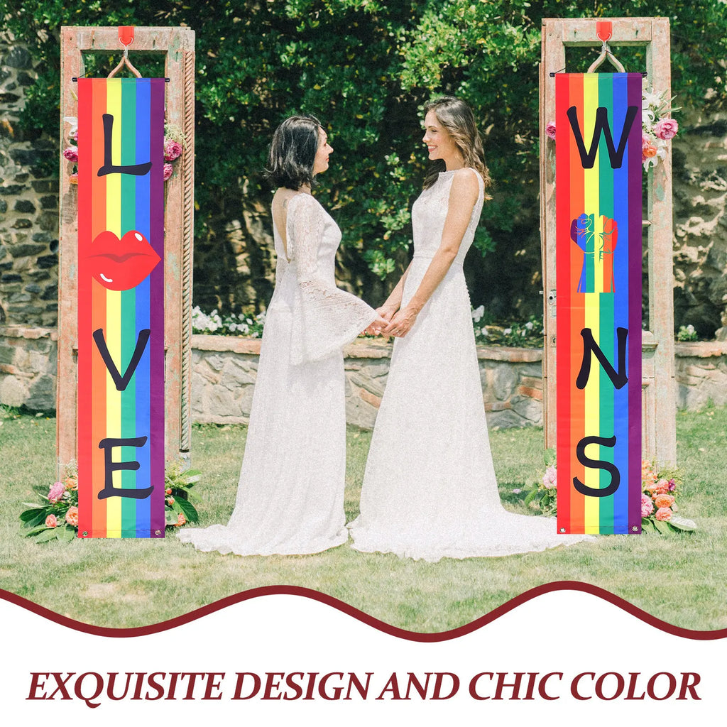 Pride Porch Banner Rainbow Pattern Polyester Door Hanging Day Party