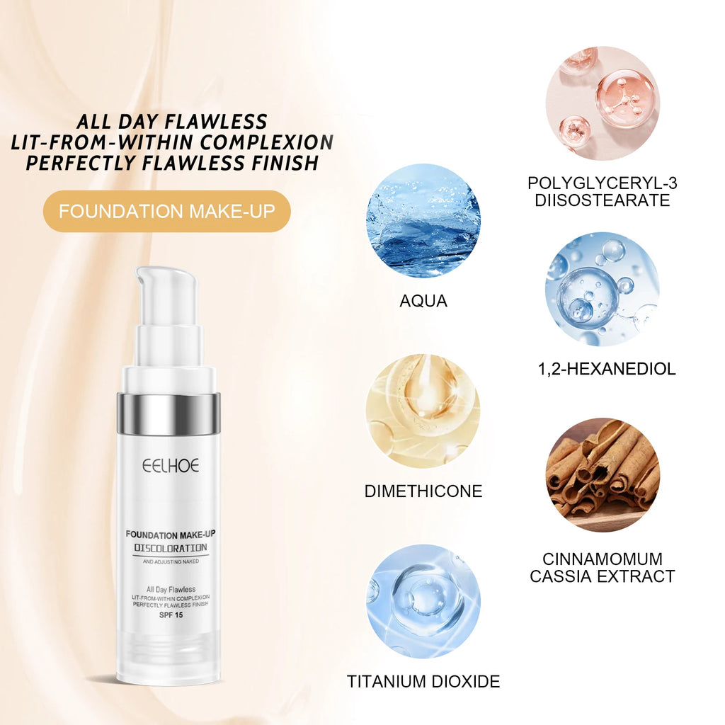 Color Changing Foundation Serum for Natural Glow Lightweight Full Coverage Long Moisturizing Finish 30ml Sensitive Skin Friendly Zpaxo
