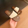 2026 Summer Toe Loop Comfortable Women Casual Metal Buckle Zpaxo Beige 37