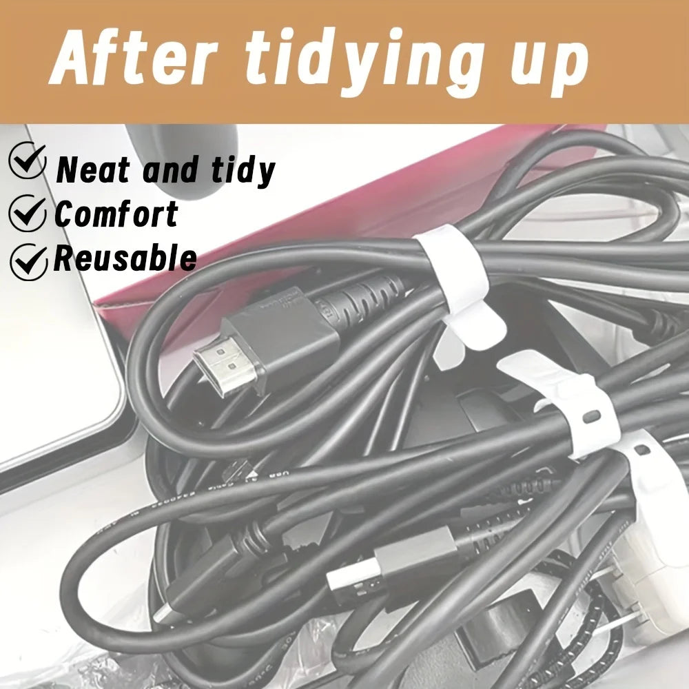 Silicone Harness Wire Strap Black White 4-Hole Elastic Cable Tie