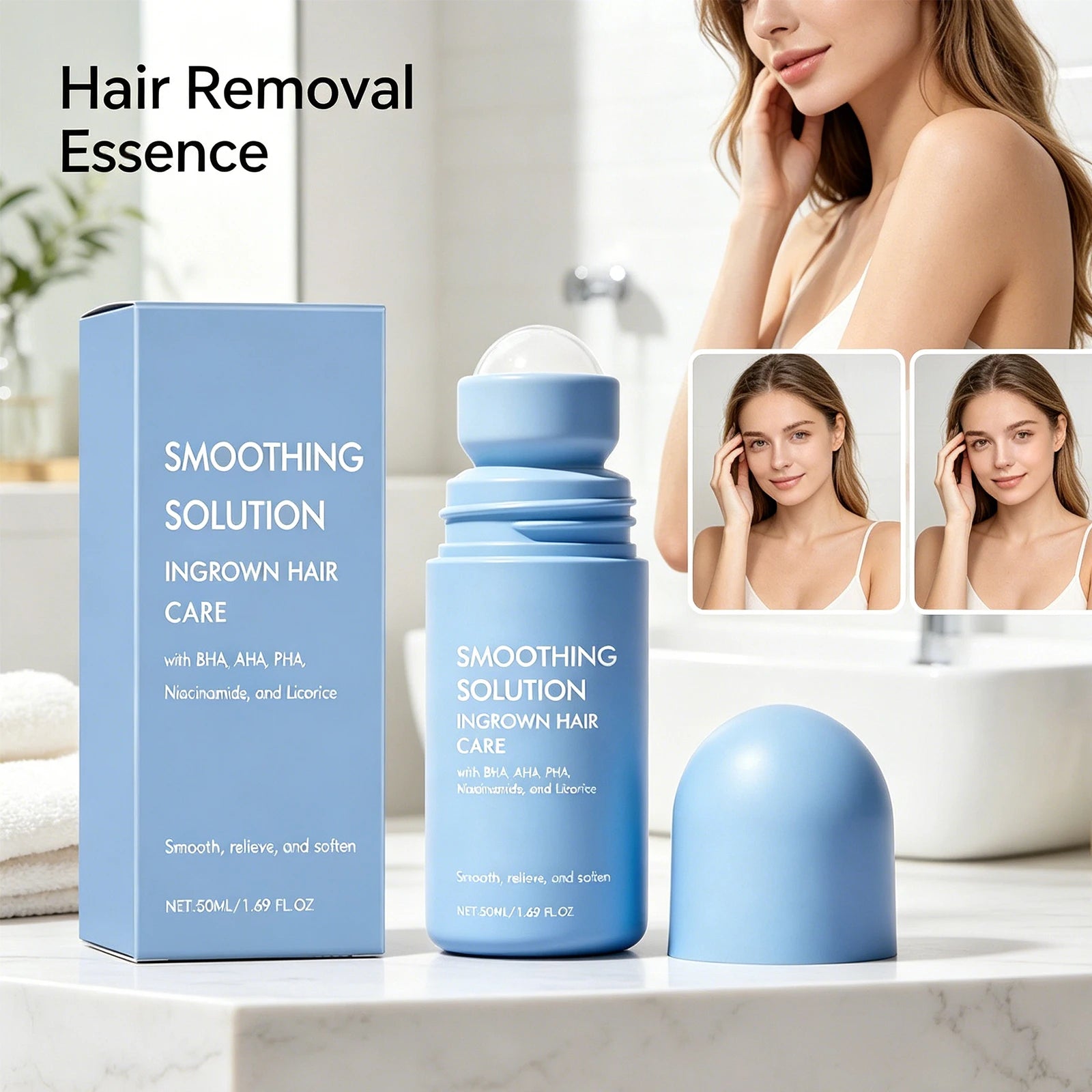 Hair Removal Roller Serum Mild Body Care Essence Soften Body Hair Moisturizing Soothing After Hair Removal Daily Full Body Skin Zpaxo