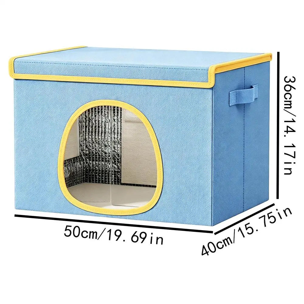 Cat Cooling Bed Portable Air Conditioner House Foldable Pet Igloo Zpaxo Blue
