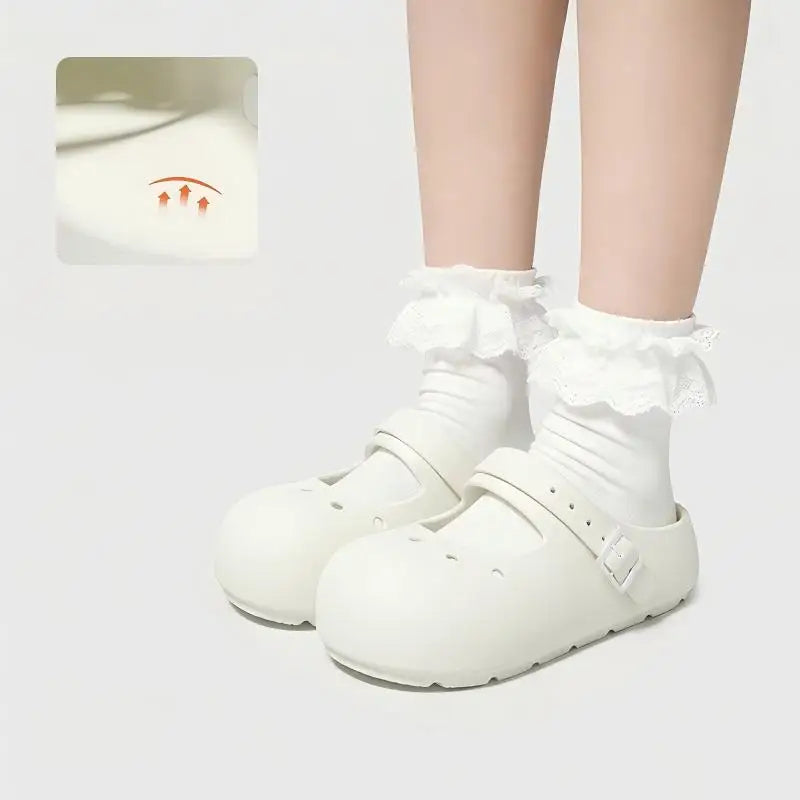 Women Summer Mary Jane Clogs Closed Toe Cloud Feel Non Slip Slippers Zpaxo Khaki 39-40