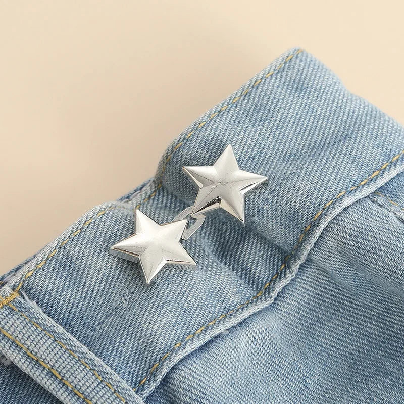 1 Pair Jeans Button Adjustable Clips for Pant Skirts Waist Tightener Buckle Snap Button Adjuster Pants Pin Retractable Button Zpaxo H