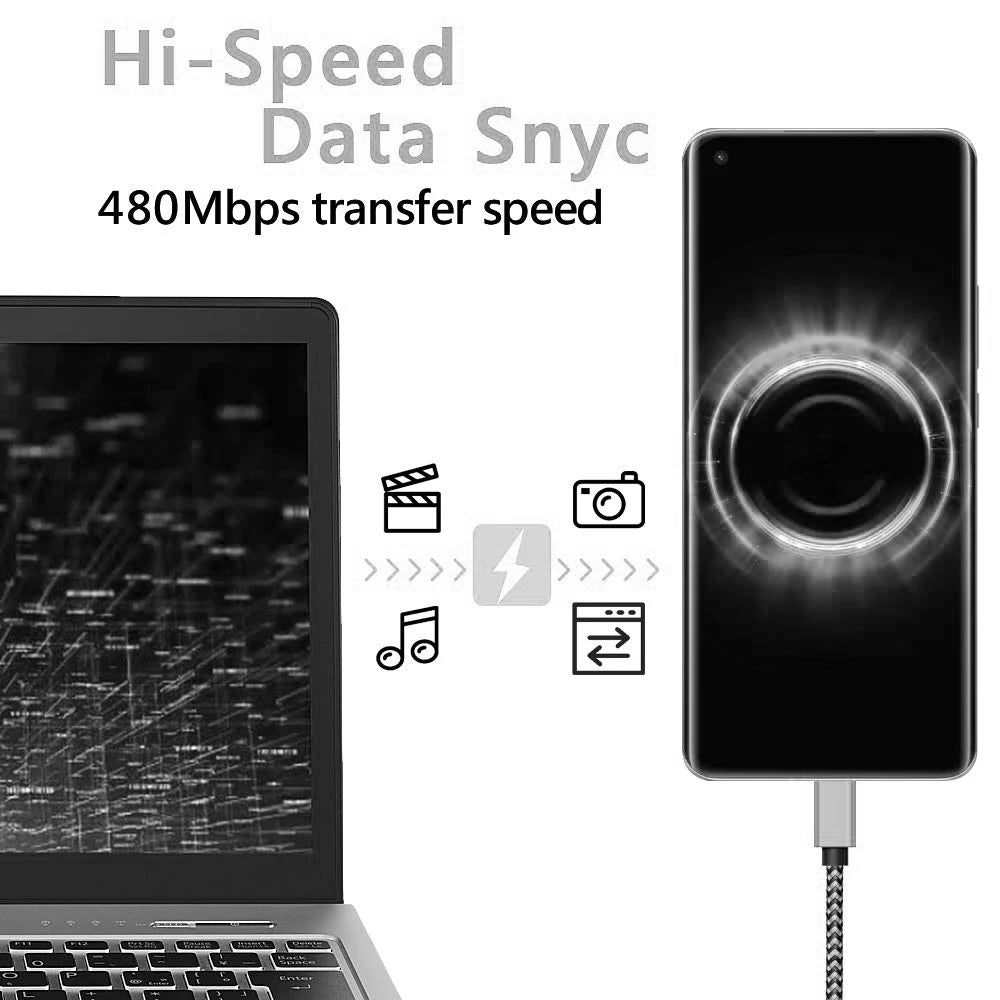 3M USB C Cable Date Sync Line 3A Mobile Phone Fast Charger Braided