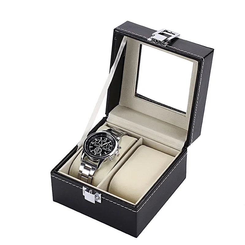 PU Leather Watch Box Organizer – 2 to 12 Grid Display Case Watch Display Box Zpaxo 2 slots