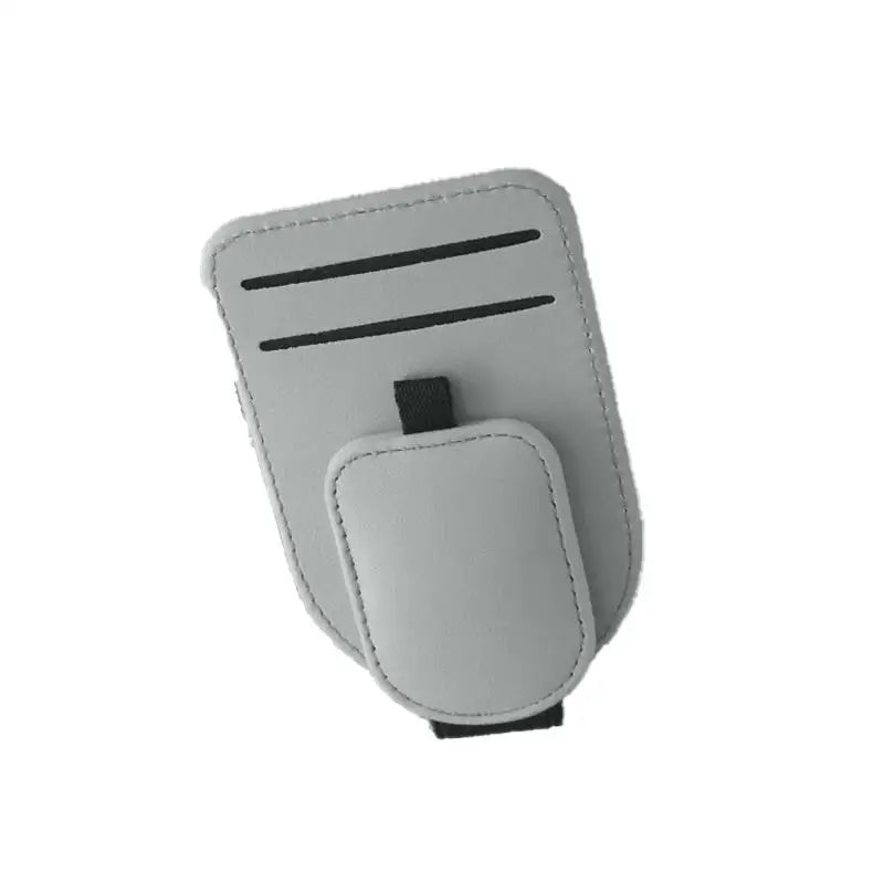 Sunglass Holder Car Sun Visor Magnetic Leather Vehicle Eyeglass Zpaxo Gray