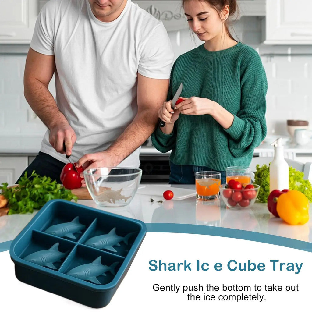 3D Shark Whiskey Ice Mold Cute Easy Release Silicone Tray Shaper