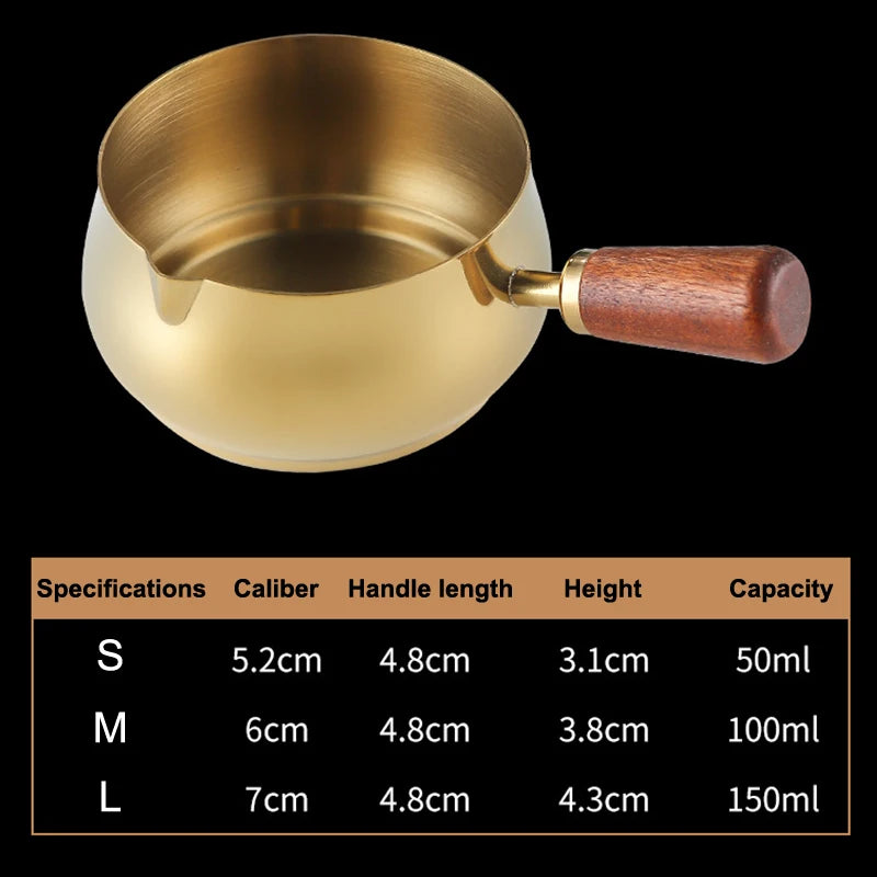 Stainless Steel Sauce Holder Gourmet Steak Dressing Cup Wooden Grip Zpaxo