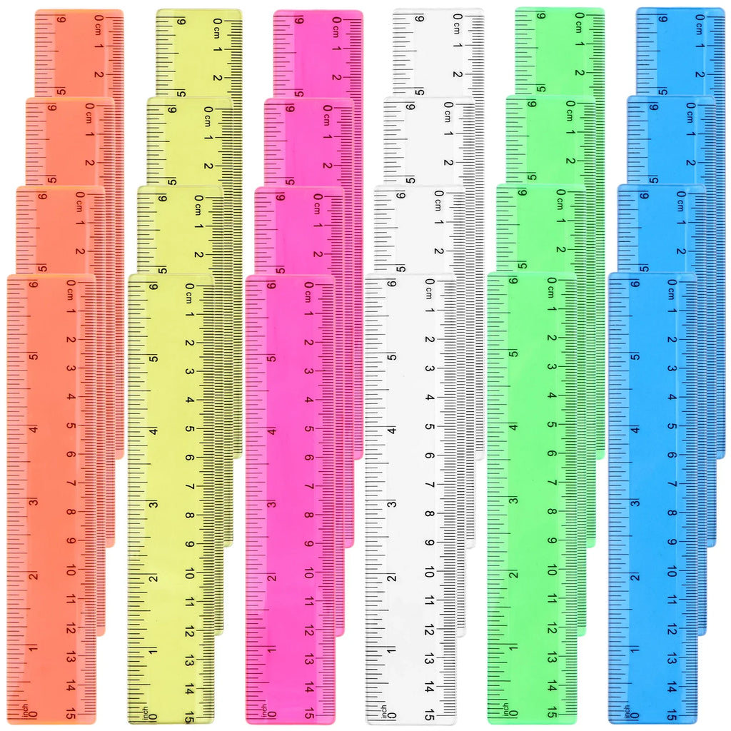 24PCS Colorful Ruler Clear Plastic Rulers Clear Assorted Kids Measuring Straight Ruler With Inches Centimeters Millimeter Bulk B Zpaxo