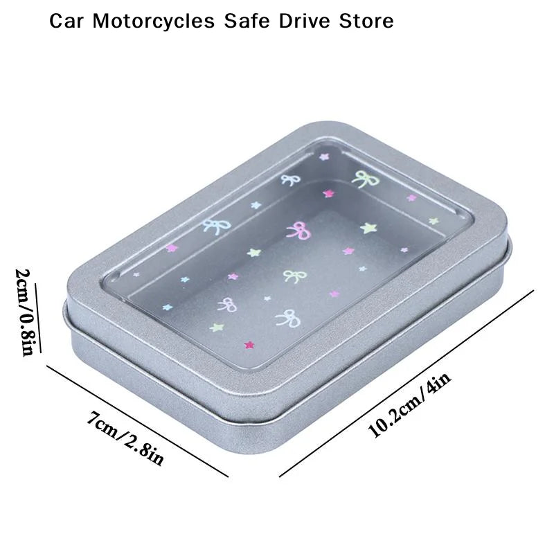 M2PCS Colorful Star Earring Storage Tin Box Four Leaf Clover Design