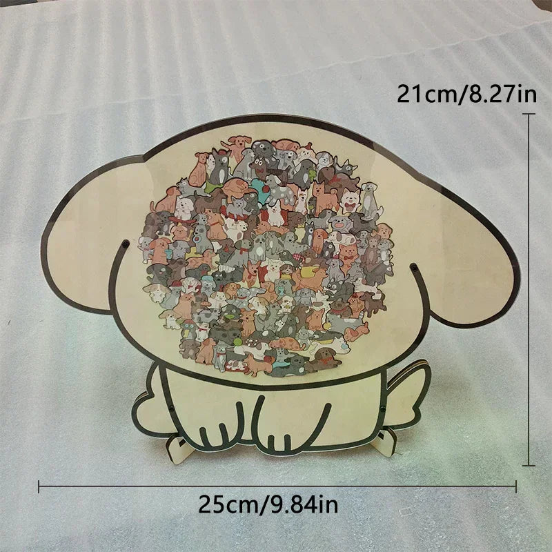 Dog Bear Shaped Puzzle With Animal Shards Wooden Jigsaw Puzzle Unique Irregular Animal Decorations Collectible Gift Challenging Zpaxo