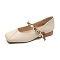 Flat Shoes for Women Spring and Autumn Square Toe Mary Jane Shoes for Women Low Heel for Women Plus Size Women's Shoes Zpaxo Apricot 35