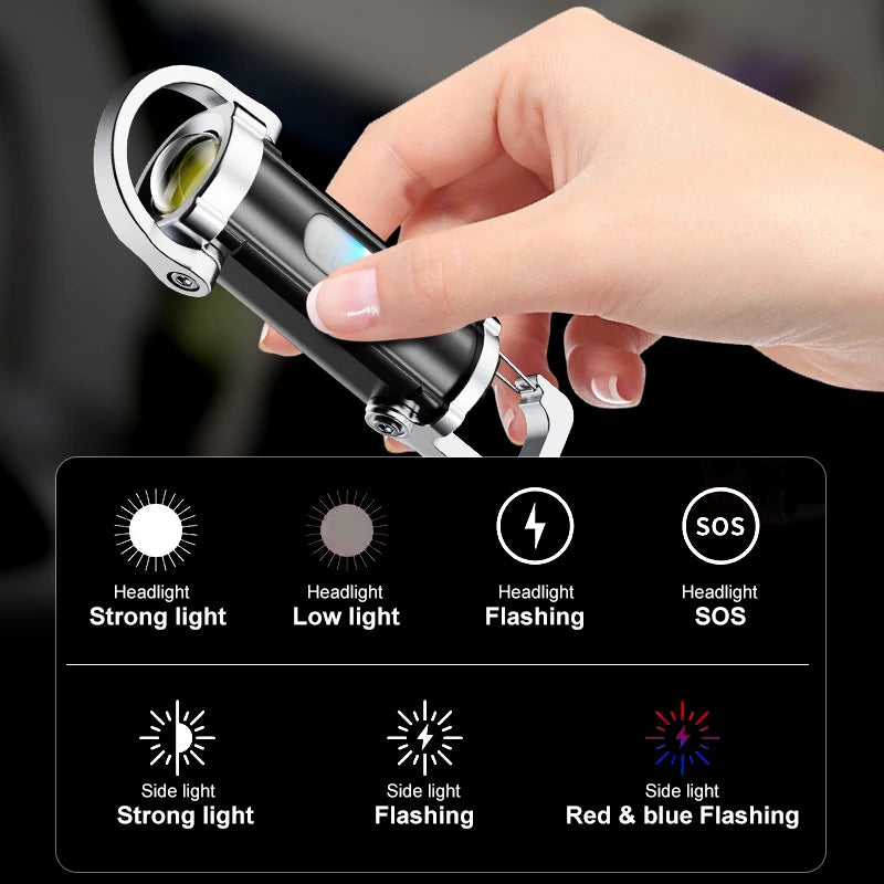 Mini Keychain Flashlight 300LM – 7 Modes, Rechargeable, IP65 Keychain Flashlight Zpaxo