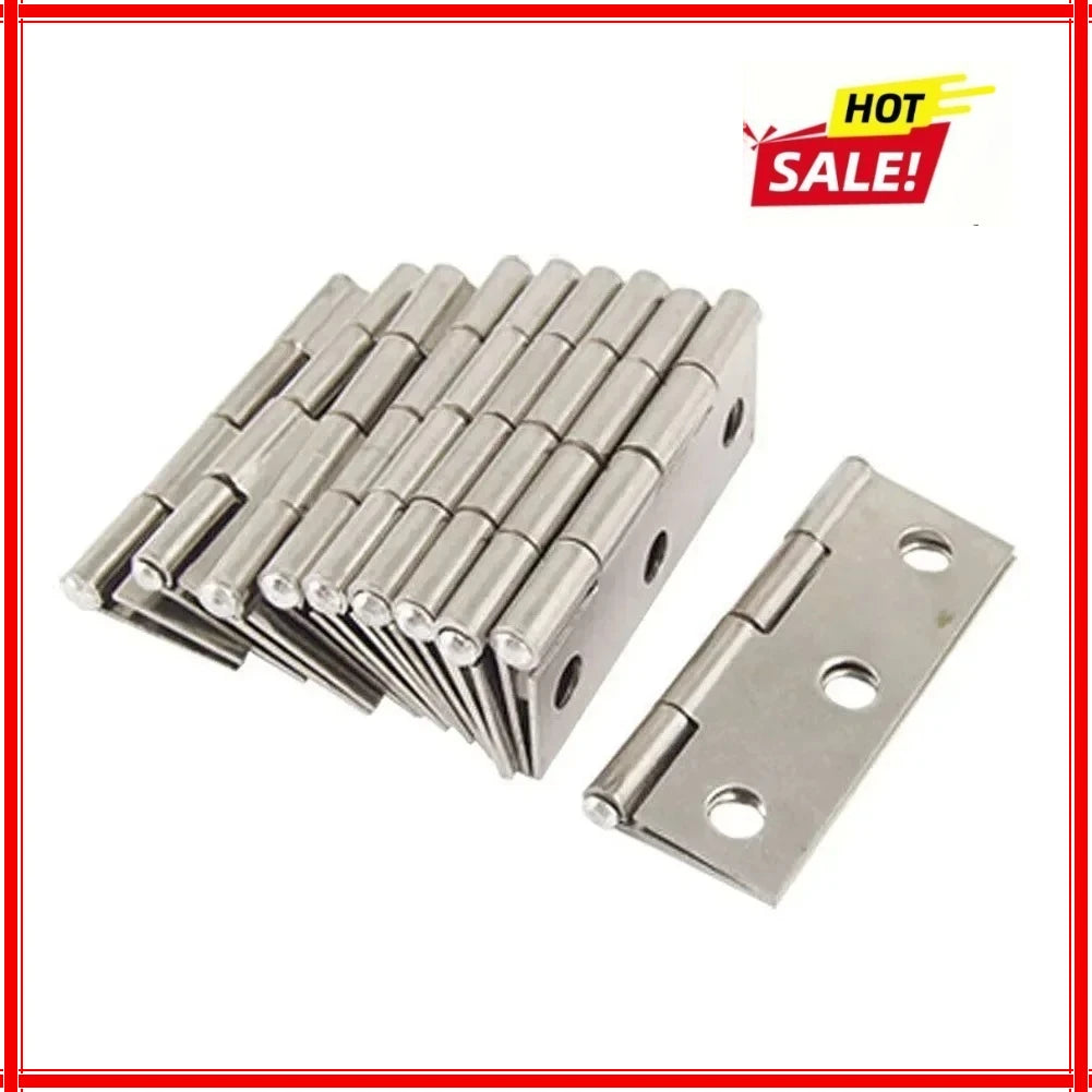 10pcs Stainless Steel Door Hinges Cabinet Doors Windows Wooden Box Flat Hinge Home Furniture Hardware Accessories Zpaxo