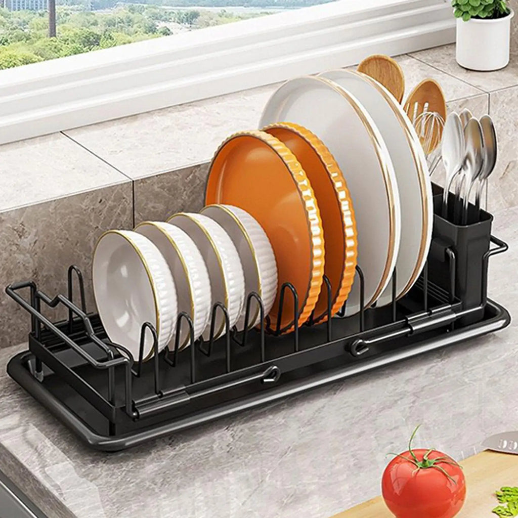 Dish Drying Rack Retractable Sink Drain Rack Adjustable Non-Slip Drainer Organizer for Apartment RV Counter Kitchen Pot Pan Baby Zpaxo