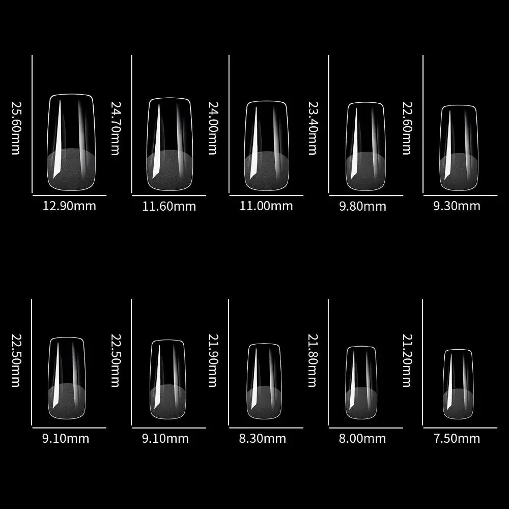 100Pcs Acrylic False Nail Transparent Traceless Artificial Nails Tips Almond Square Full Cover Pre-File Pressed Nails Zpaxo