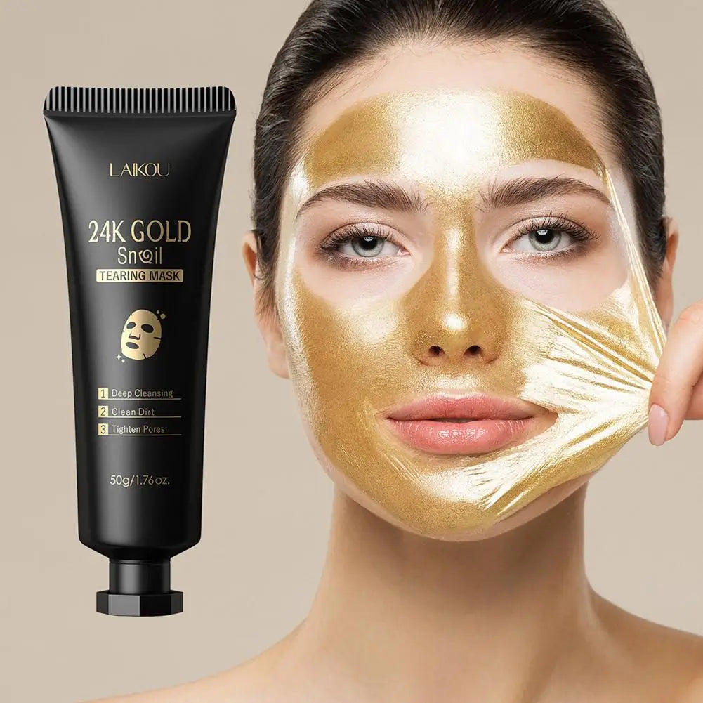 LAIKOU 24K Gold SNAIL TEARING Mask Deep Cleansing Remove Blackhead Face Care 50g Zpaxo