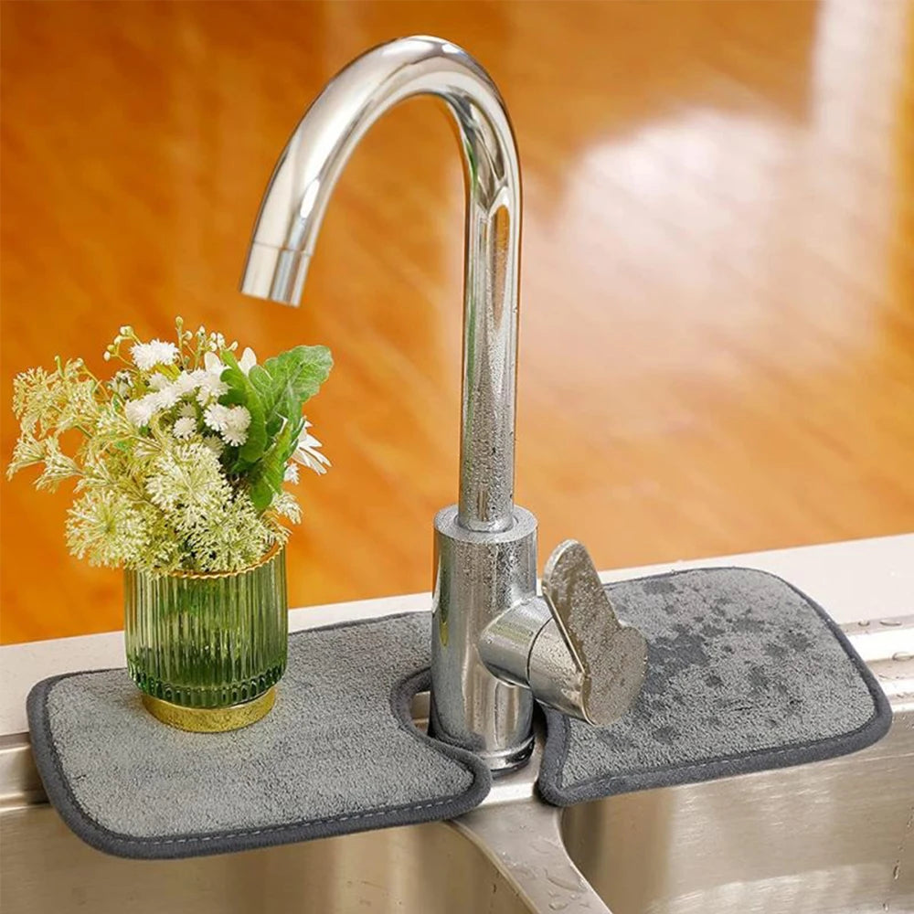 Faucet Absorbent Mat Sink Splash Guard for Kitchen Bathroom Countertop Protector Microfiber Faucet Splash Catcher Zpaxo