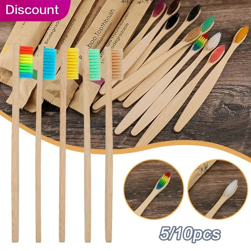 10-Pack Eco-Friendly Bamboo Toothbrushes – Soft Bristles