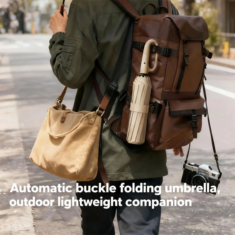 Carabiner Clip, Portable, Hands-free, Automatic Folding Umbrella. Features Reinforced Thickened Windproof Ribs and Canopy Zpaxo