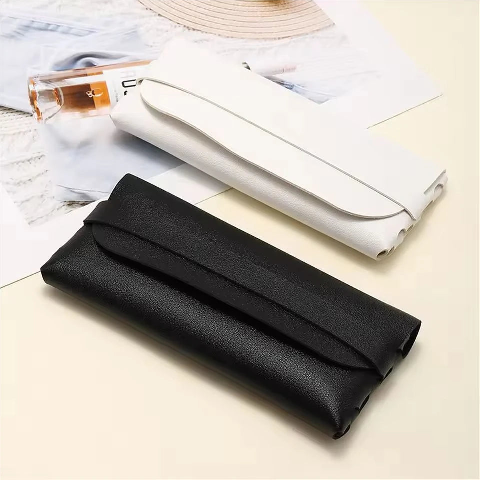 Black White Soft Stylish Leather Glasses Cases Protection Bags Travel