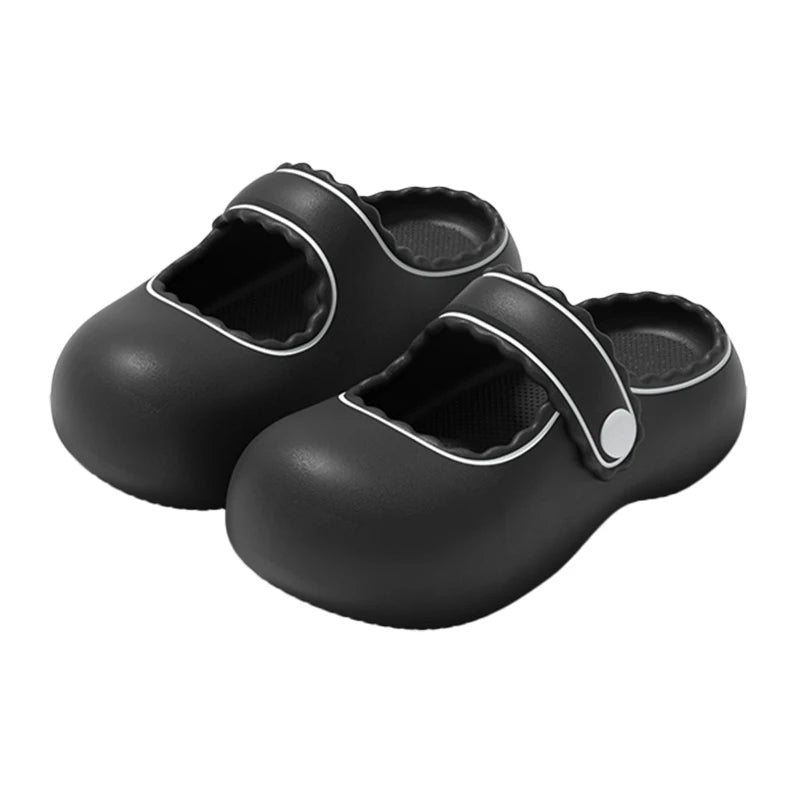 Women Mary Jane EVA Slippers Thick Sole Non Slip Summer Shoes Cute Zpaxo Black 38-39