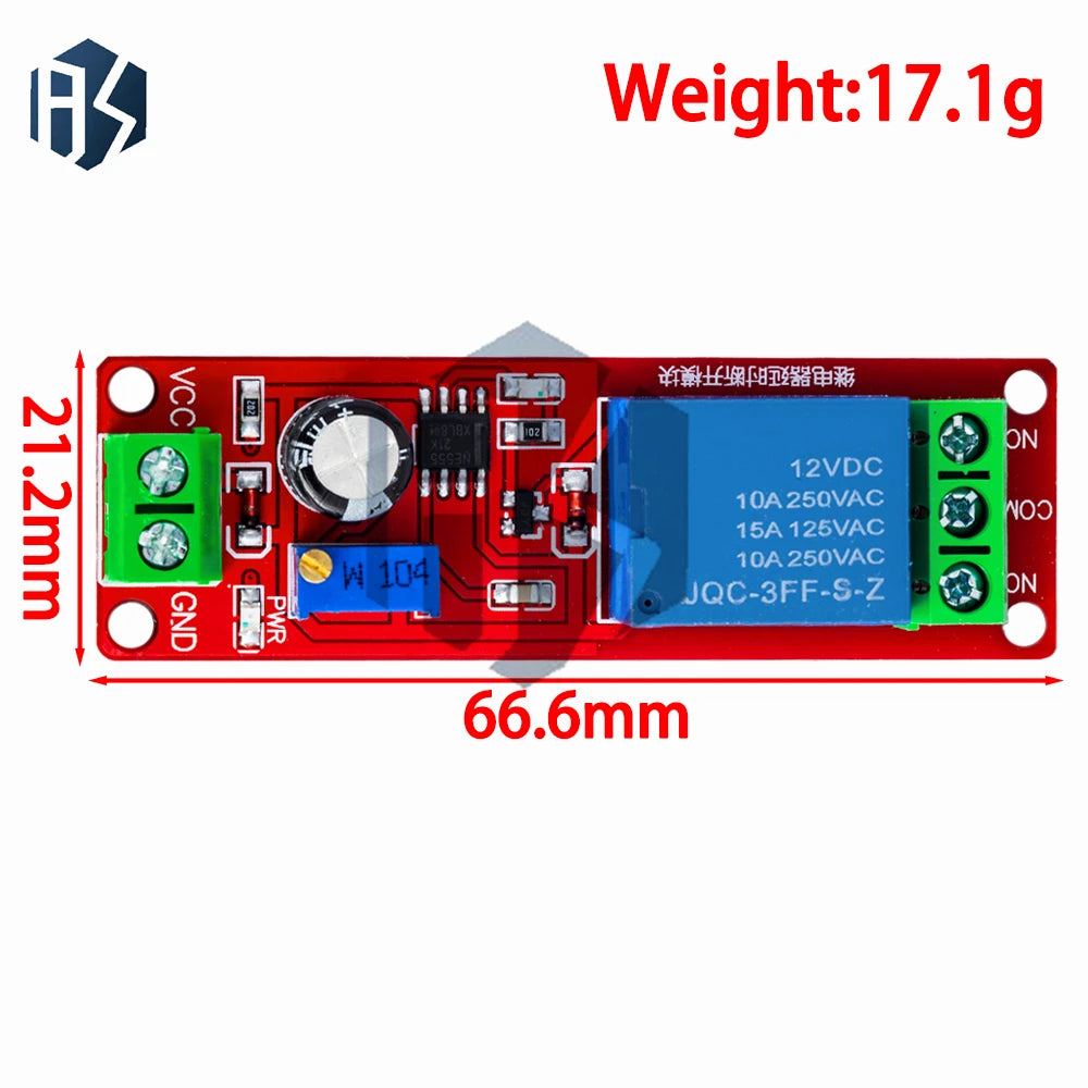 NE555 Timer Delay Relay Module - Adjustable 0~10S Time Delay, DC 5V/12V Compatible, Precision Timing Control relay shield 0~10S Zpaxo