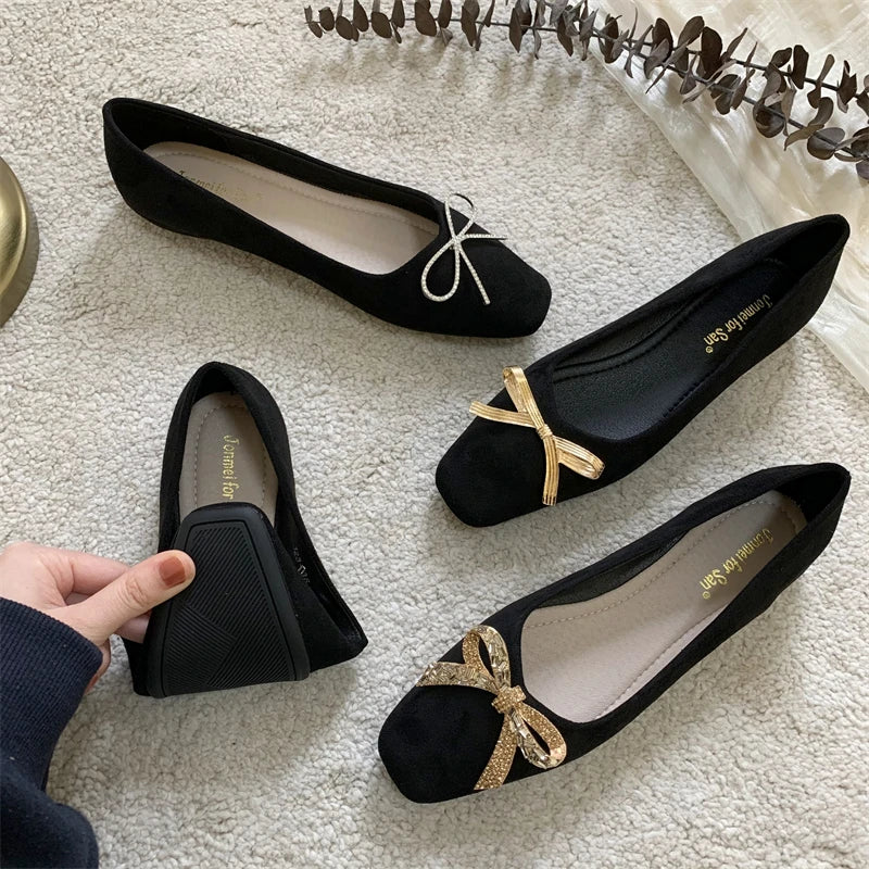 Super Large Size 44 45 46 Flat Shoes for Women 2023 French Spring/Summer New Black Shallow Mueller Shoes Ladies Women Shoes Zpaxo