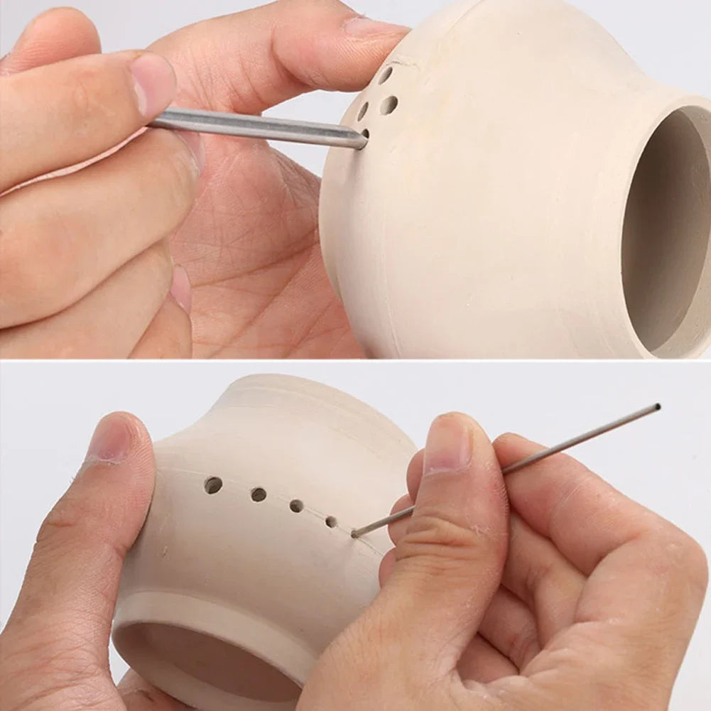 6PCS/Set of Stainless Steel Hole Puncher Carving Sculpture Modeling Pottery Cutting and Punching Ceramic Polymer Clay Tools Zpaxo