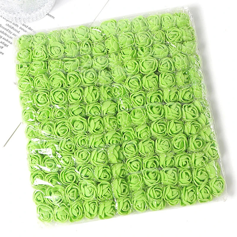 Mini Foam Rose Flower Bouquet Artificial Roses Wedding Party Zpaxo Green