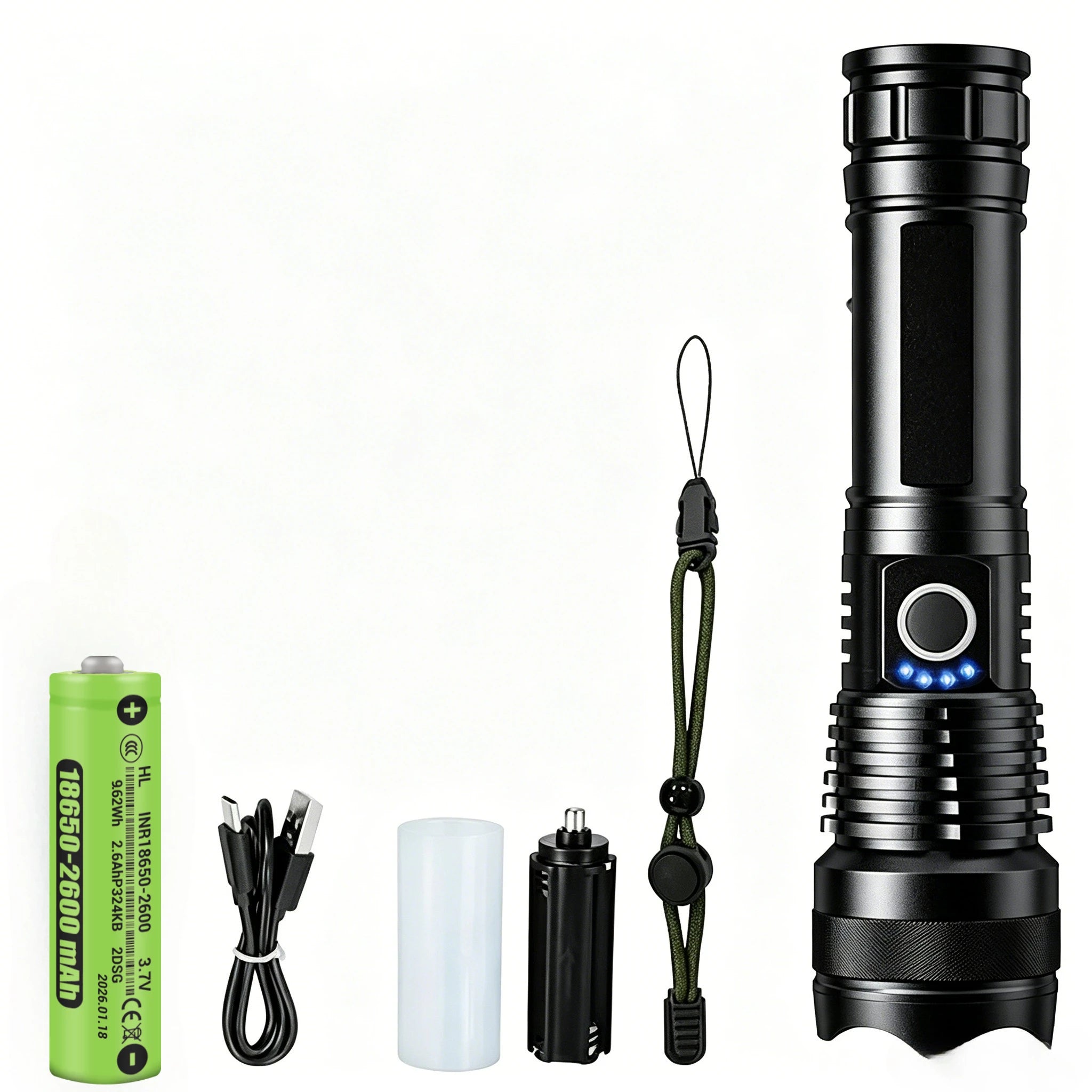90000LM Power XHP50 Led Flashlight Rechargeable Torch Zoom Usb Hand Zpaxo 18650 battery no box