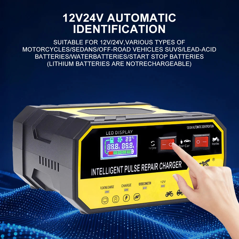 Intelligent Pulse Repair Car Battery Charger 12V 24V 8A Automatic