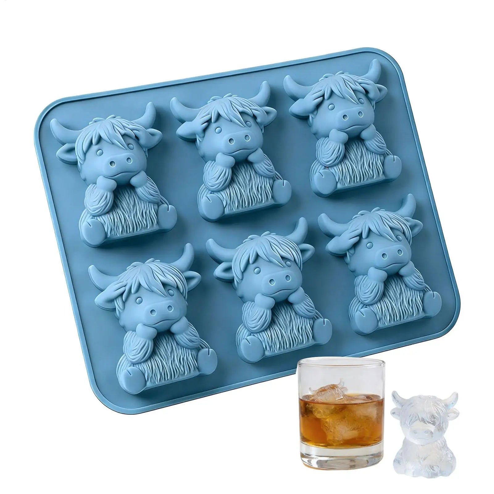 Cube Ice Mold 6 Cavity Easy Release Silicone Tray Funny Animal Shape