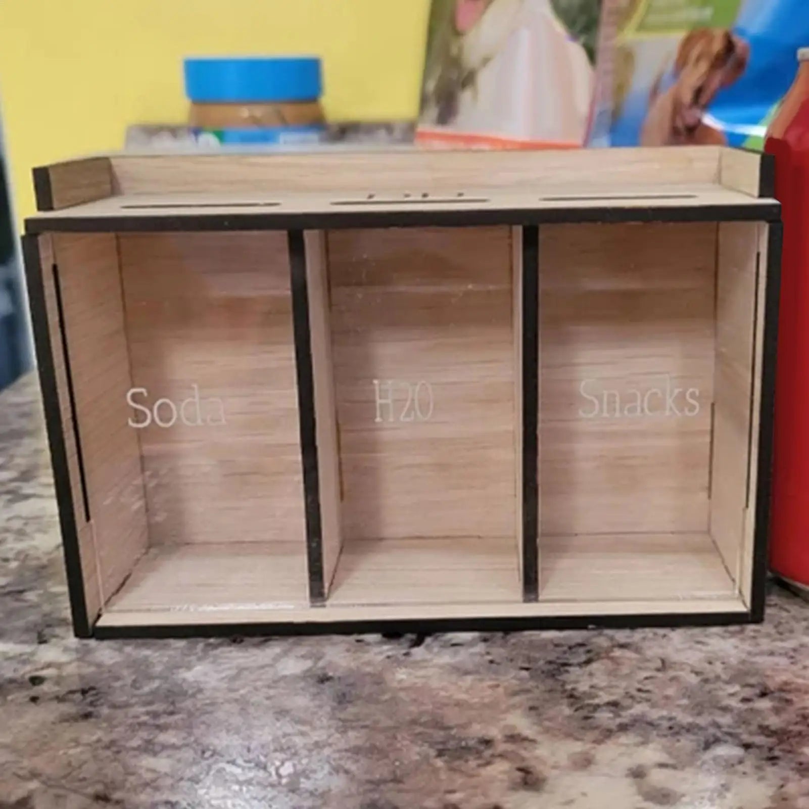 Money Saver Cash 3 Compartments Wooden Removable Coin Saving