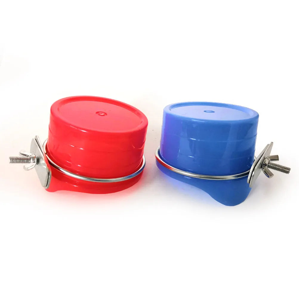Stainless Steel Bird Feeder Durable Plastic Parrot Cage Food Water