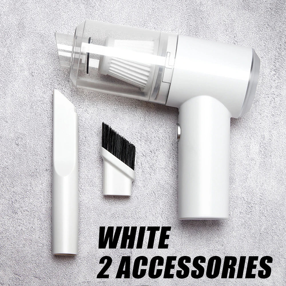 Mini Car Vacuum Cleaner Powerful Cleaning Machine Strong Suction Handheld High Power for Car Wireless Portable Home Appliance Zpaxo WHITE