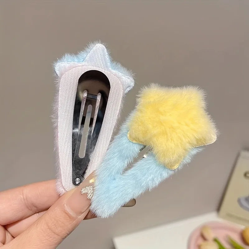 Plush Star Hair Clips Women Blocking Bangs Soft Accessories Girls