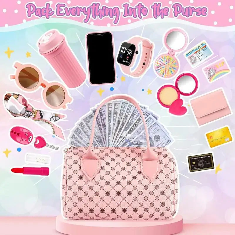 Kids Play Purse Pretend Play Toddler Purse Girls Princess Dress-Up Role Playing Games For Young Children Aged 3-6 Years Old Zpaxo