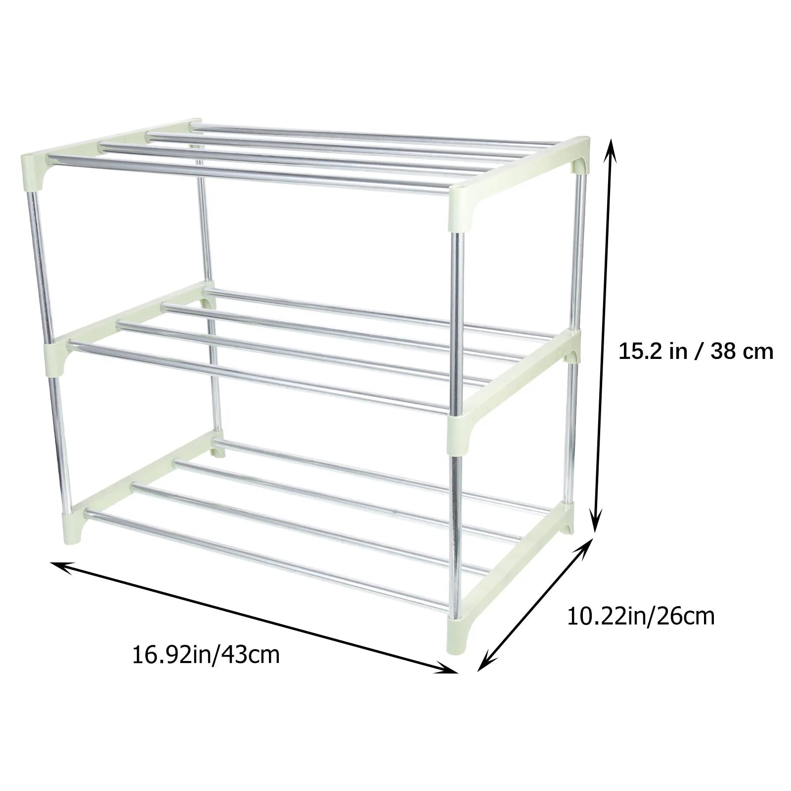 3-Tier Shoe Storage Shelf Rustproof Stainless Steel Material Neat Folding Free Standing Shoe Rack for Household Use