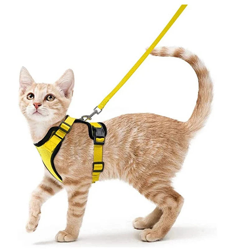 Cat Harness and Leash for Walking, Escape Proof Soft Adjustable Vest Harnesses for Cats, EasyControl Zpaxo YELLOW S
