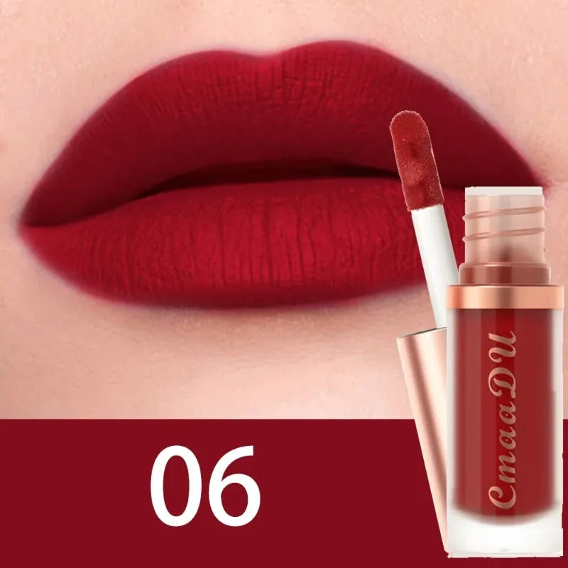 Waterproof Matte Velvet Lip Glaze Moisturizing Long Lasting Liquid Lipstick Non-stick Cup Not Easy To Fade Lip Gloss Lips Makeup Zpaxo 06